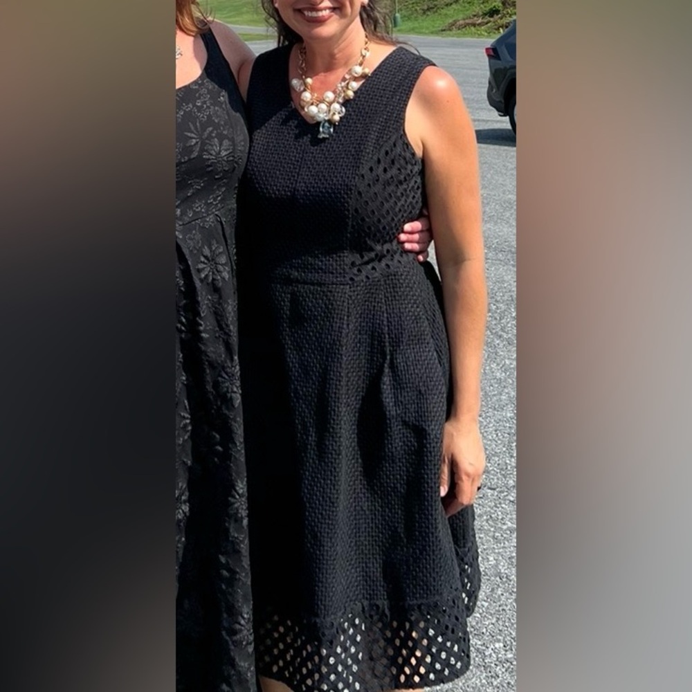 Lands' End Black Cotton Eyelet Midi Dress - Picture 3 of 16